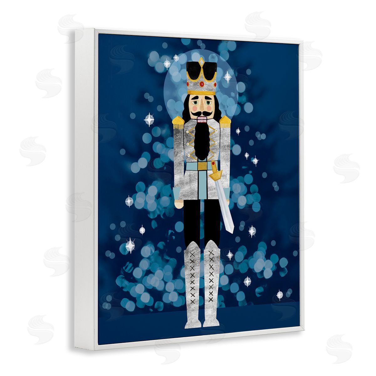 Seasonal Modern Nutcracker White Frame Print Wall Art, Home Decor by Grace Popp