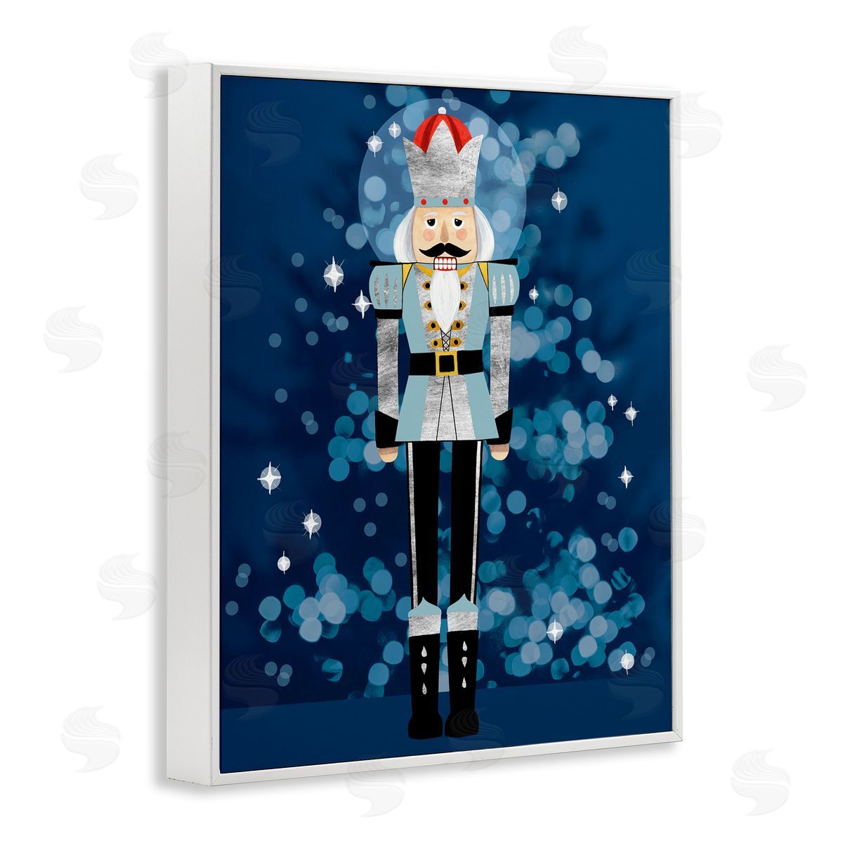Blue Holiday Nutcracker White Frame Print Wall Art, Home Decor by Grace Popp