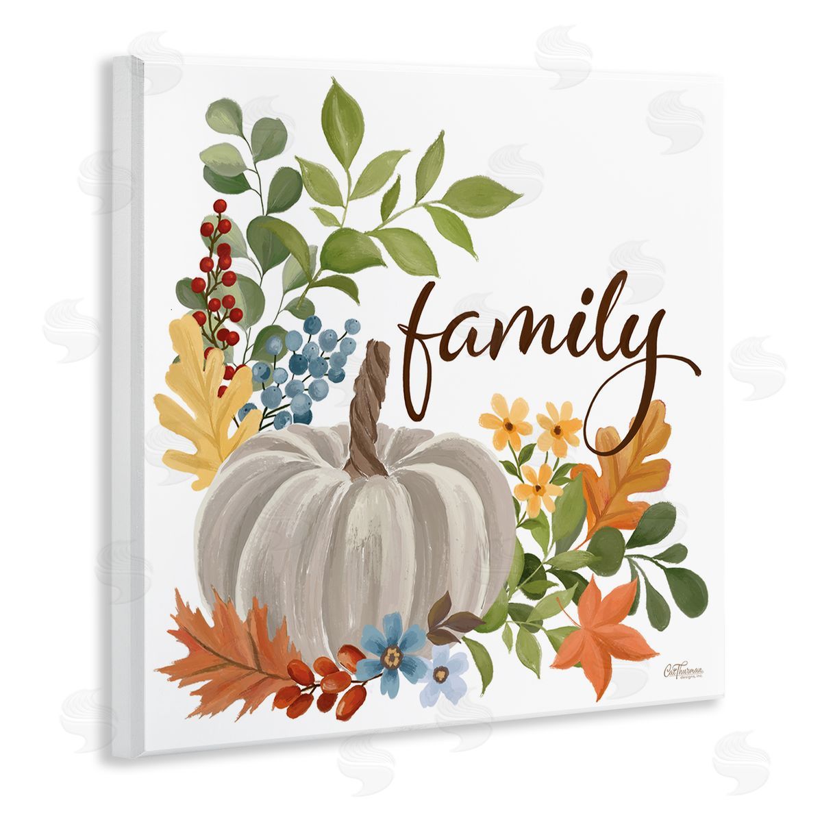 Autumnal Family Pumpkin Wood Plaque Wall Art, Home Decor by Cat Thurman Designs