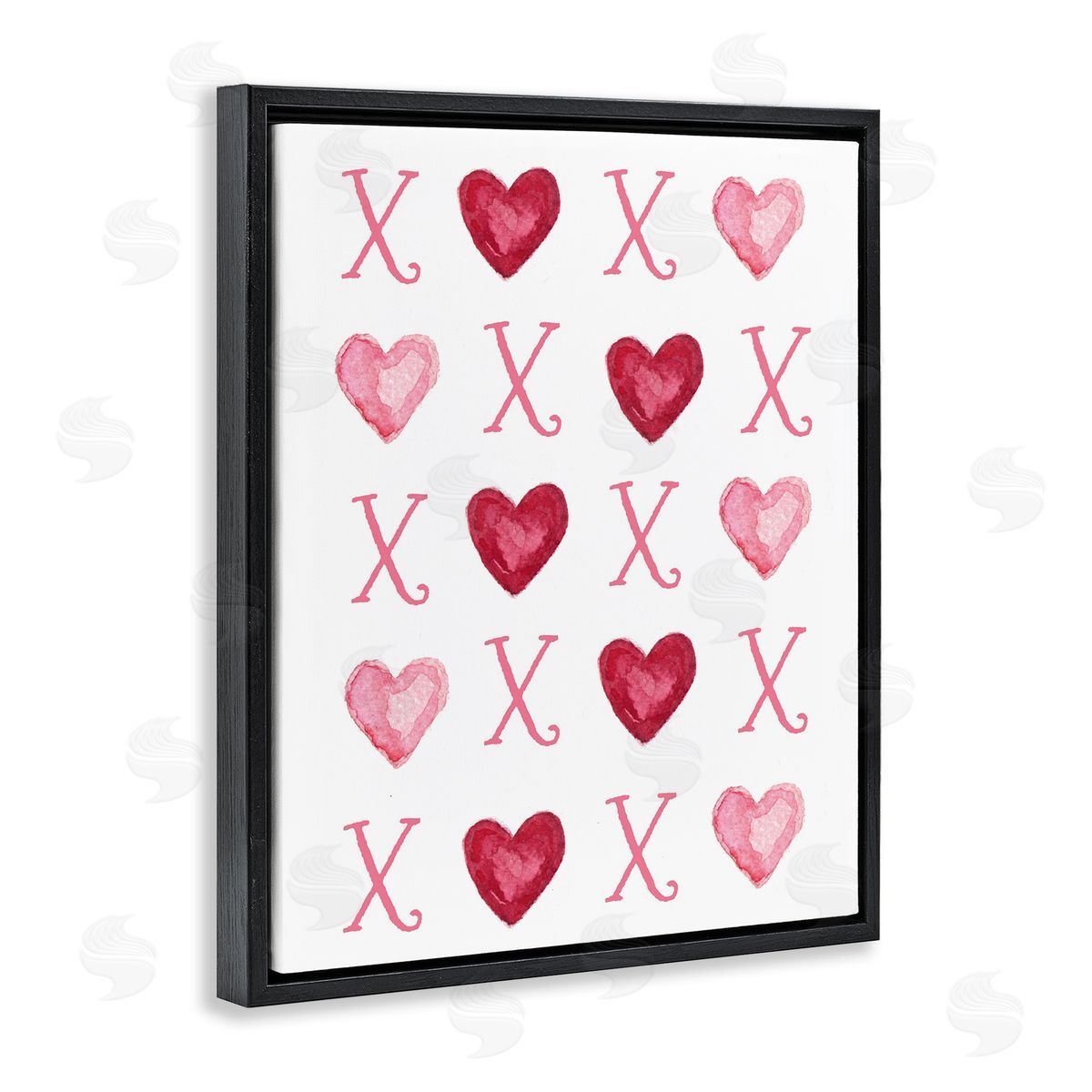 Pink XOXO Hearts Black Floating Frame Canvas Wall Art, Home Decor by Elizabeth Tyndal