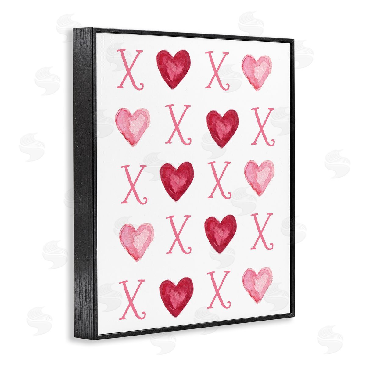 Pink XOXO Hearts Black Frame Print Wall Art, Home Decor by Elizabeth Tyndal