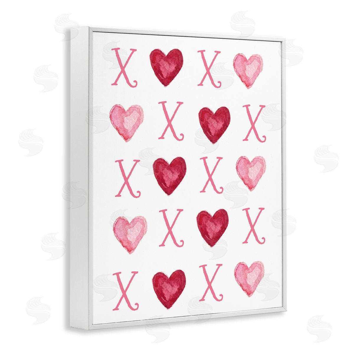 Pink XOXO Hearts White Frame Print Wall Art, Home Decor by Elizabeth Tyndal