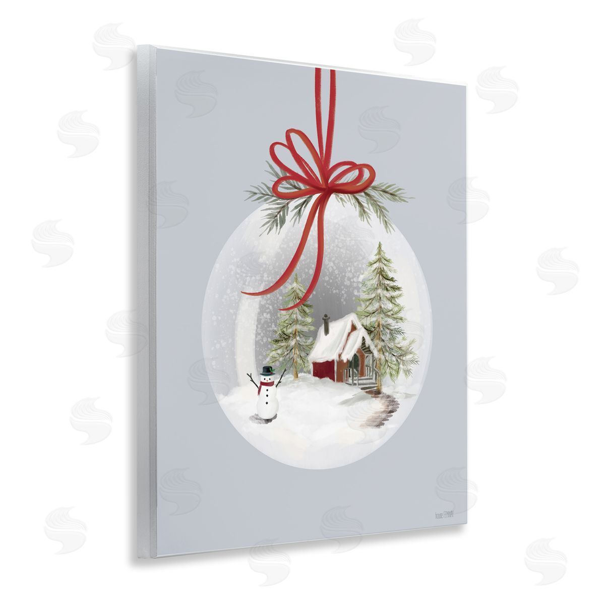 Cottage Scene Snowglobe Wood Plaque Wall Art, Home Decor by House Fenway