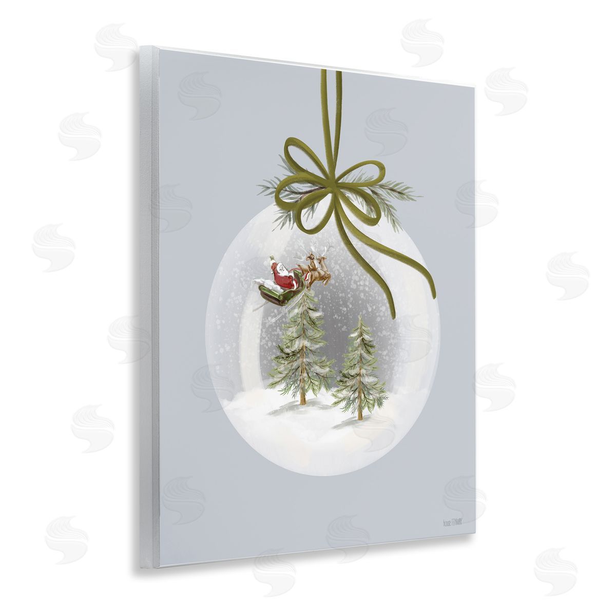 Santa Sleigh Snowglobe Wood Plaque Wall Art, Home Decor by House Fenway