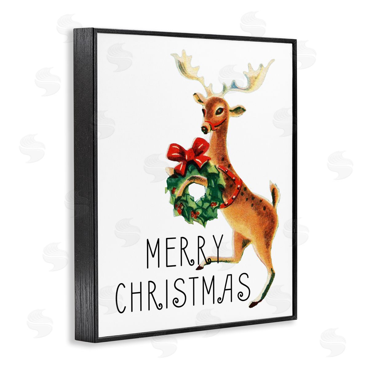 Merry Christmas Reindeer Black Frame Print Wall Art, Home Decor by Kim Allen