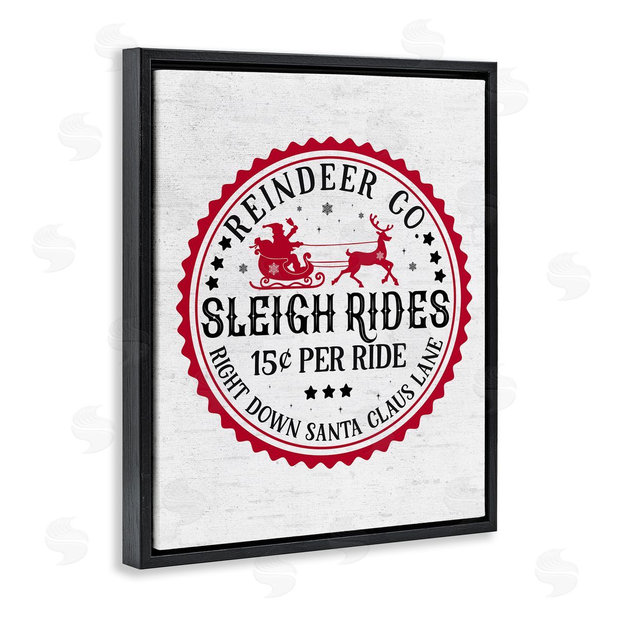 Vintage Sleigh Rides Black Floating Frame Canvas Wall Art, Home Decor by Lettered and Lined