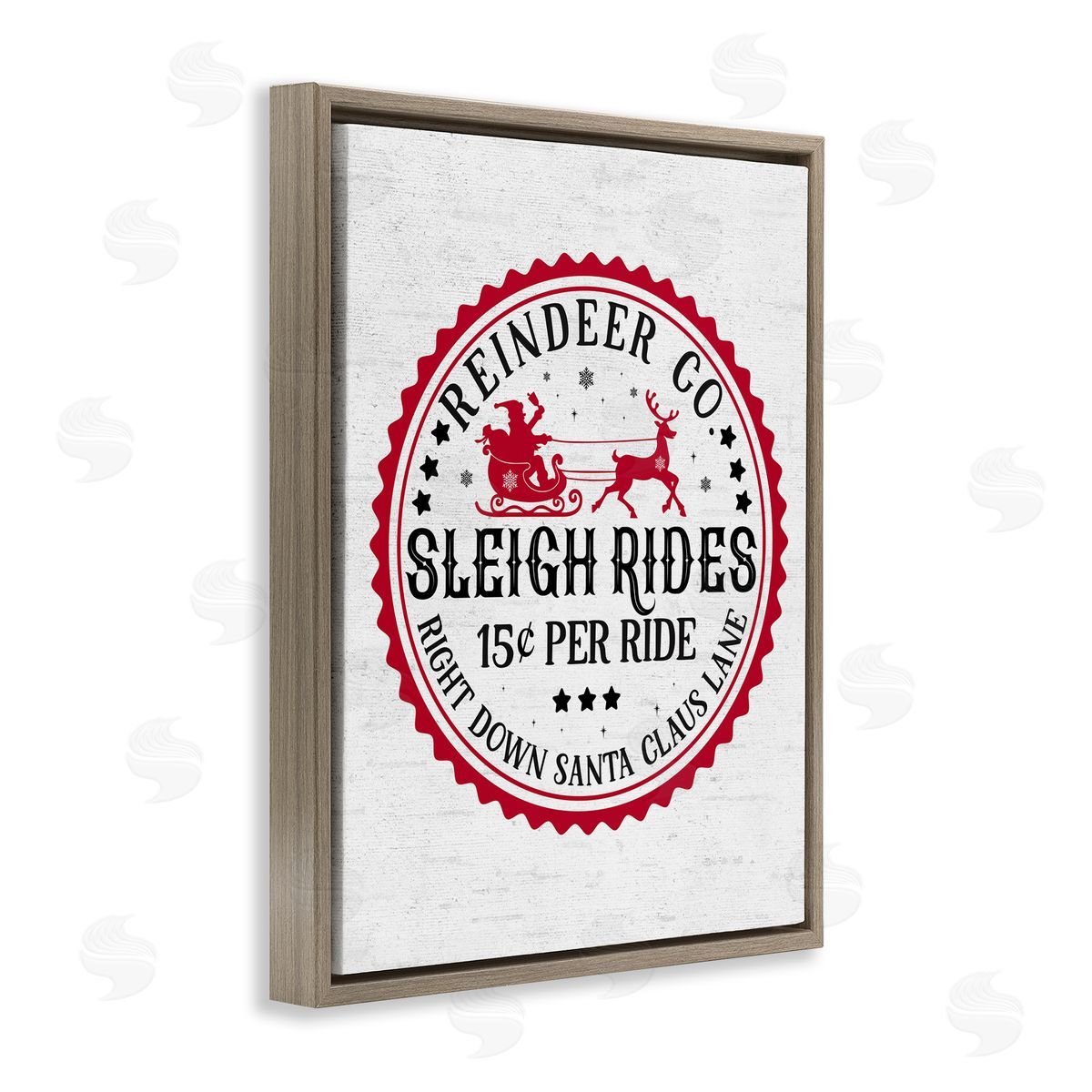 Vintage Sleigh Rides Brown Floating Frame Canvas Wall Art, Home Decor by Lettered and Lined
