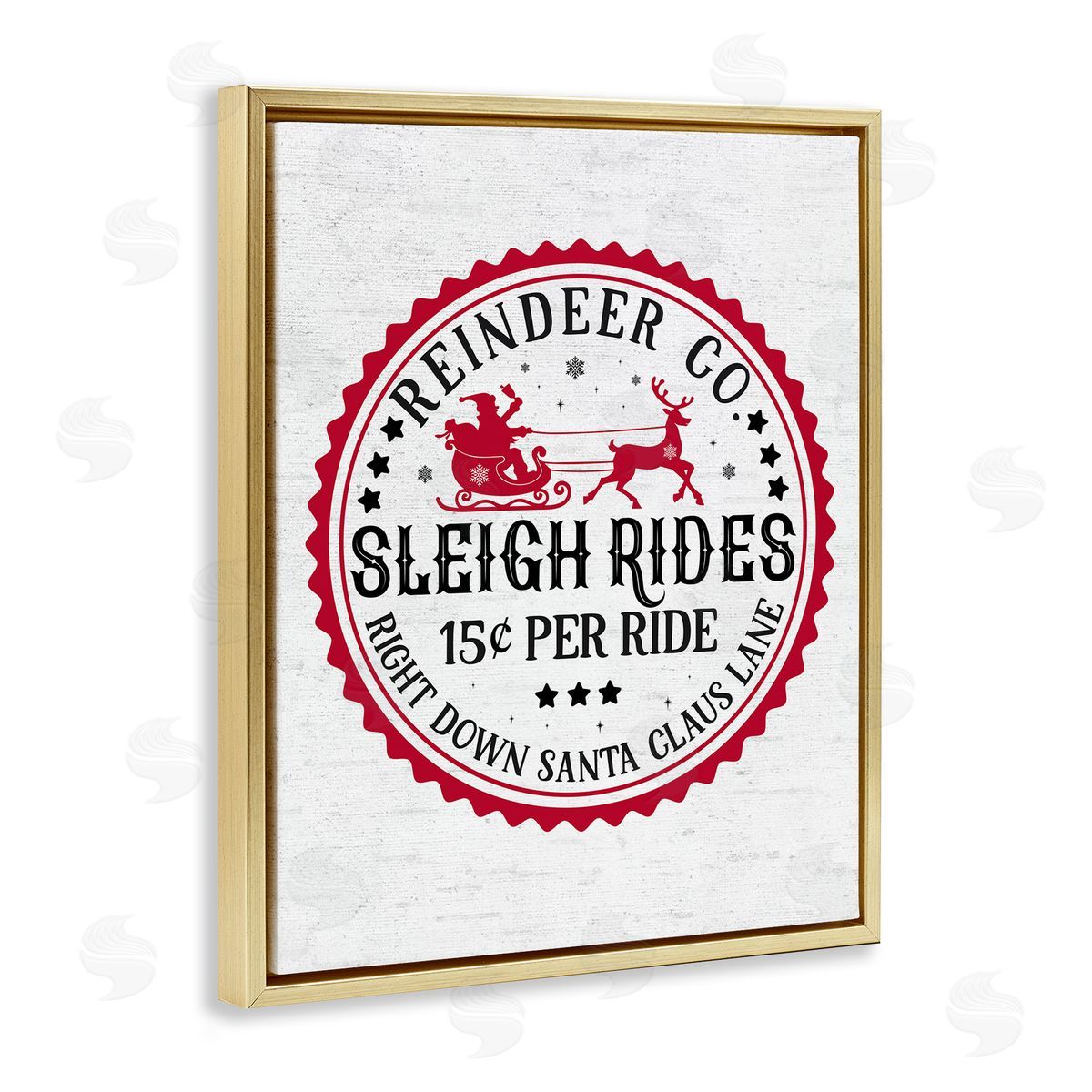 Vintage Sleigh Rides Gold Floating Frame Canvas Wall Art, Home Decor by Lettered and Lined