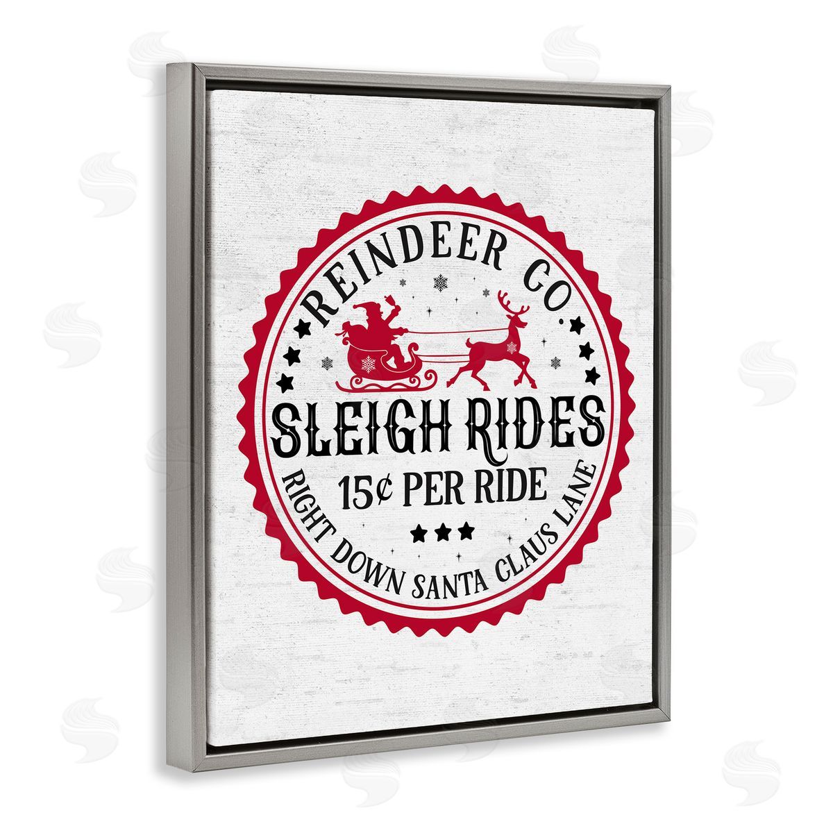 Vintage Sleigh Rides Grey Floating Frame Canvas Wall Art, Home Decor by Lettered and Lined