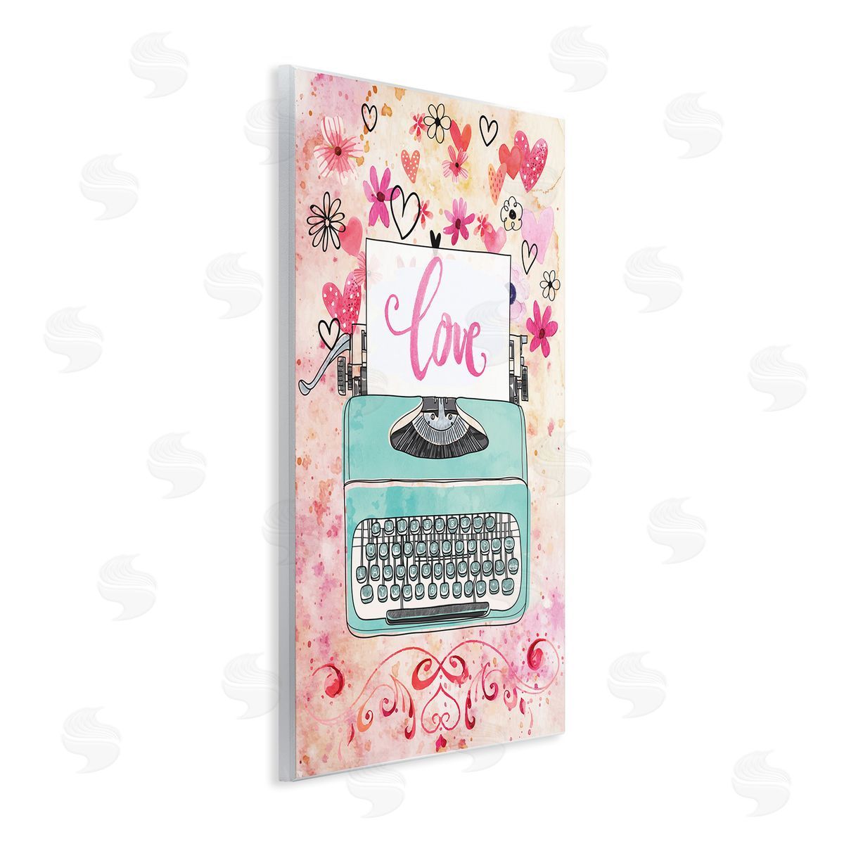 Romantic Love Typewriter Wood Plaque Wall Art, Home Decor by Nicole DeCamp