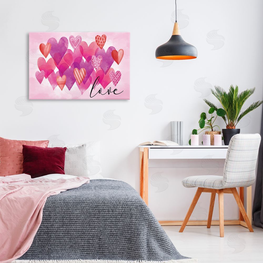 Nicole DeCamp Love with Layered Hearts Canvas Wall Art Print in Room