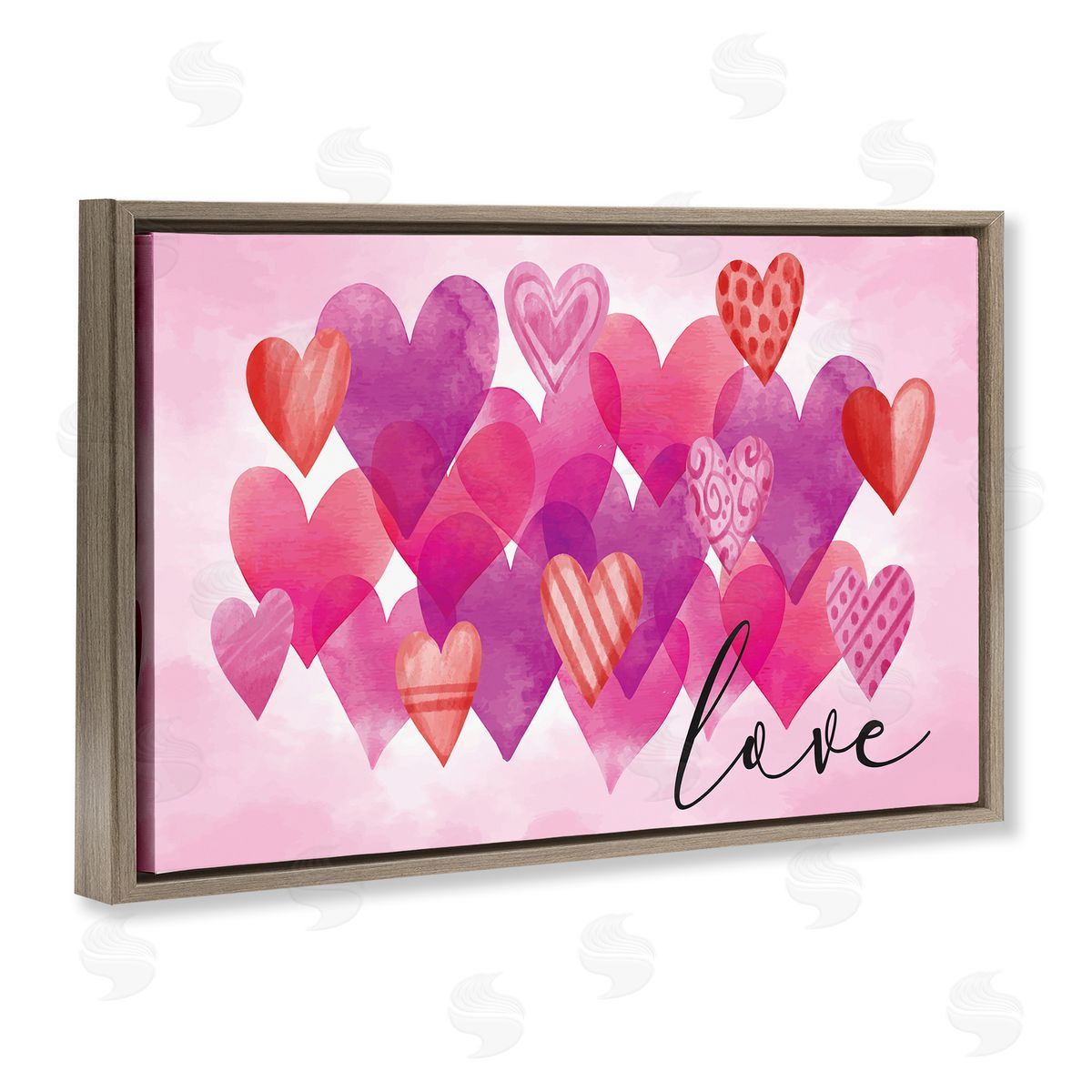 Nicole DeCamp Love with Layered Hearts Brown Floating Frame Canvas Wall Art Print