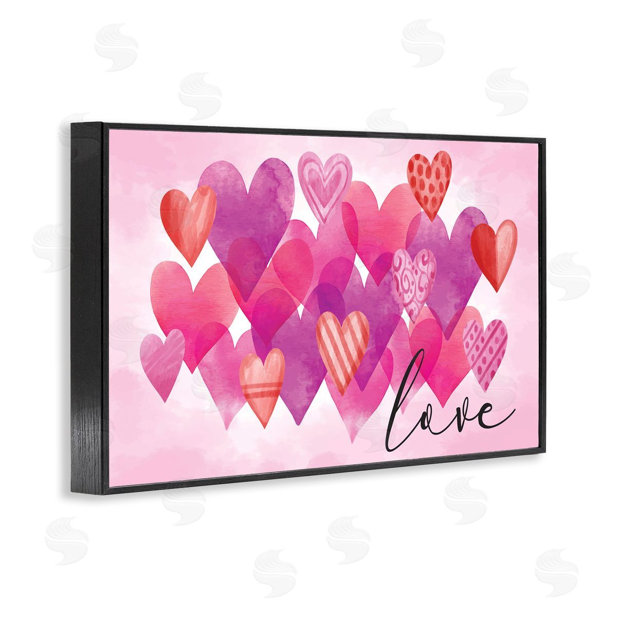 Nicole DeCamp Love with Layered Hearts Black Framed Giclee Wall Art Print