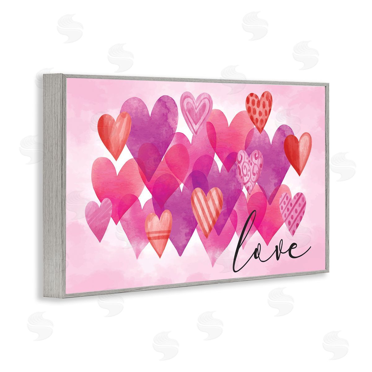 Nicole DeCamp Love with Layered Hearts Gray Framed Giclee Wall Art Print