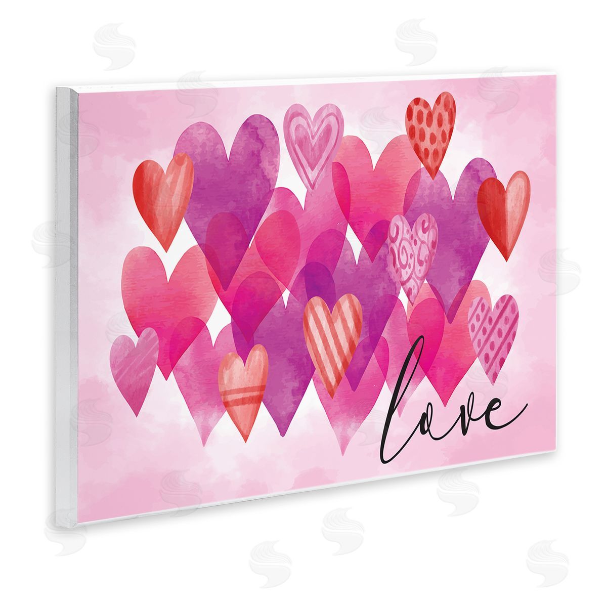 Nicole DeCamp Love with Layered Hearts Wooden Wall Plaque Art Print