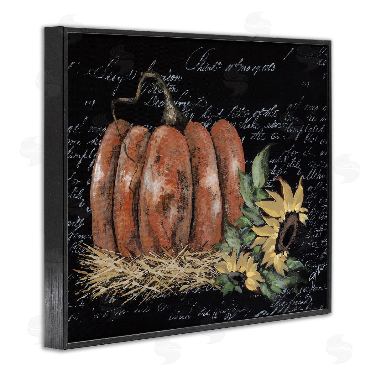 Autumn Country Pumpkin Black Frame Print Wall Art, Home Decor by Julie Norkus