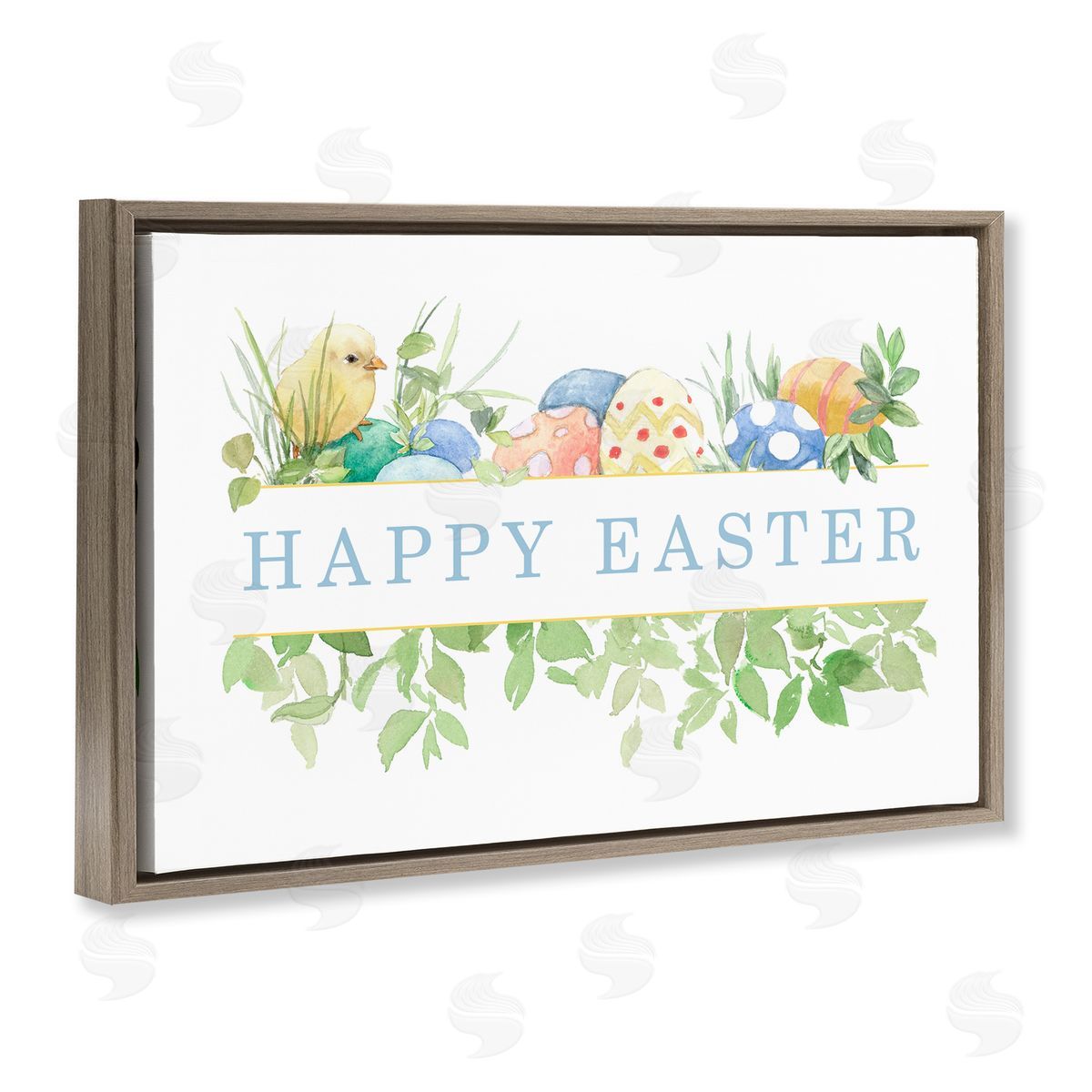 Lanie Loreth Floral Happy Easter Brown Floating Frame Canvas Wall Art Print
