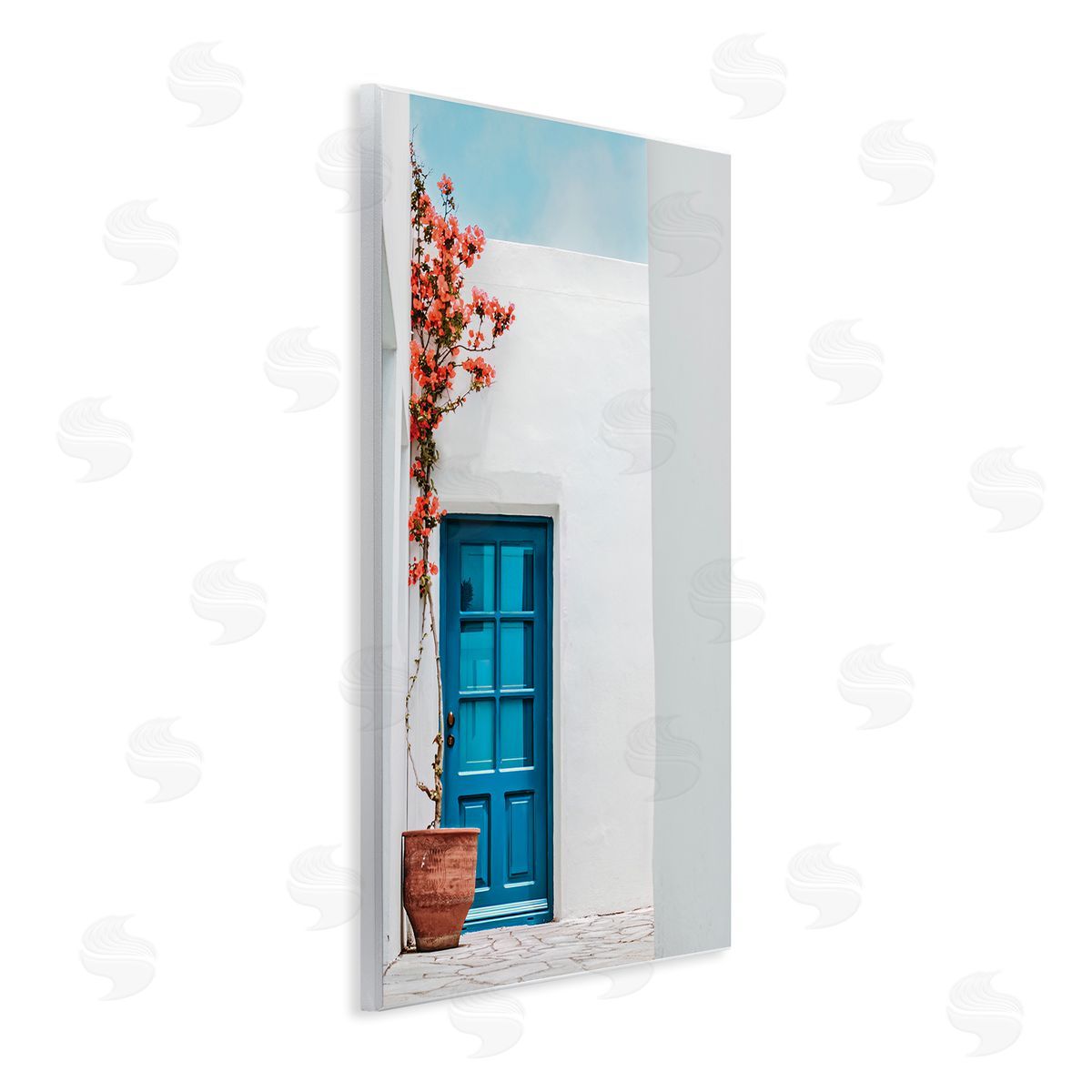 Blue Villa Door Wood Plaque Wall Art, Home Decor by Erin Marie
