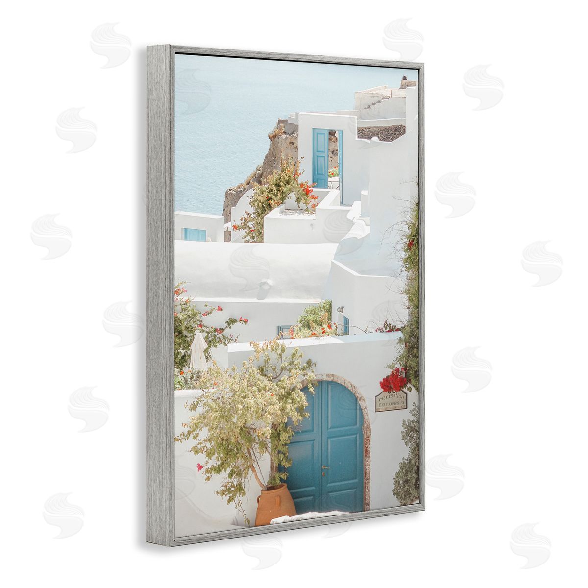 Coastal Town Doorways Grey Frame Print Wall Art, Home Decor by Erin Marie