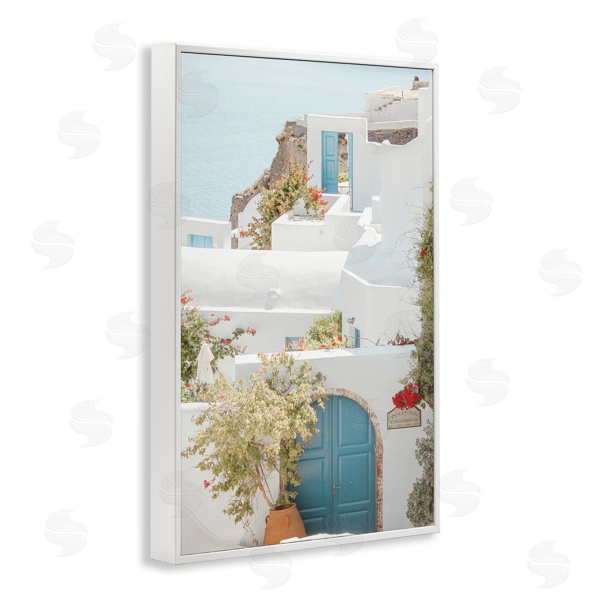Coastal Town Doorways White Frame Print Wall Art, Home Decor by Erin Marie