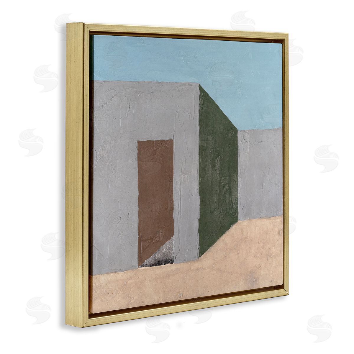 Michael Willett Southwestern Adobe House Gold Floating Frame Canvas Wall Art Print