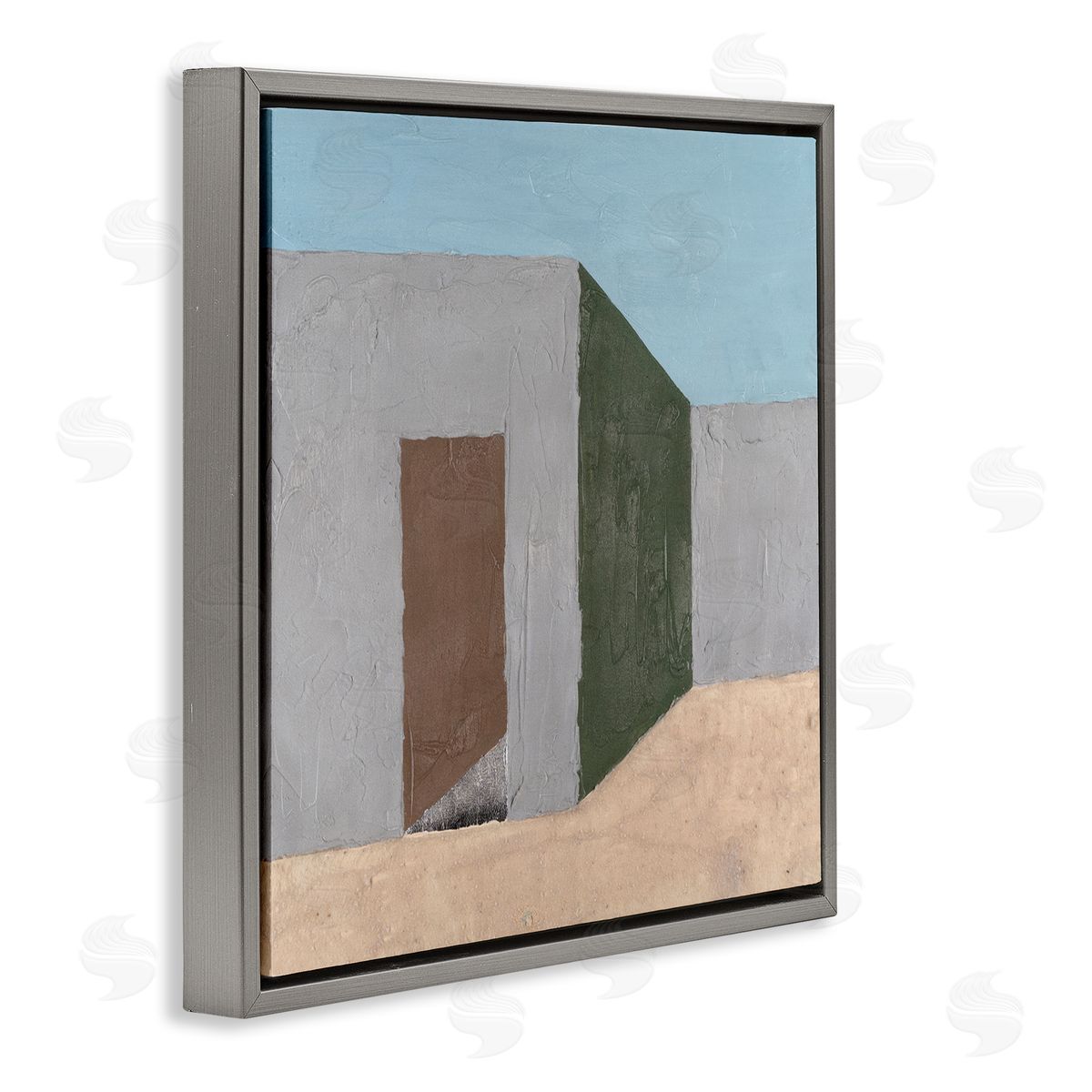Michael Willett Southwestern Adobe House Gray Floating Frame Canvas Wall Art Print