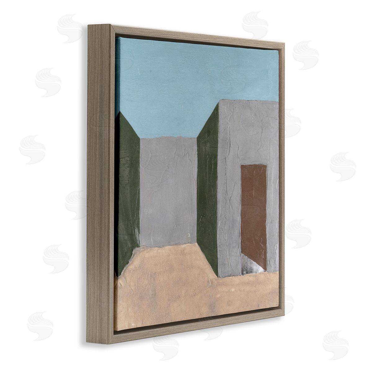 Michael Willett Grey Rustic Building Brown Floating Frame Canvas Wall Art Print