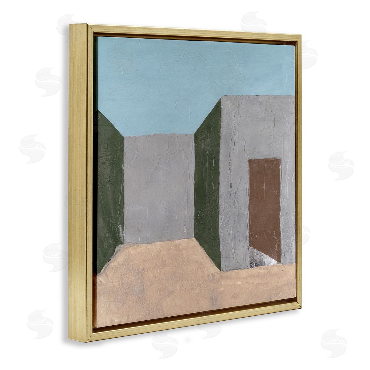 Michael Willett Grey Rustic Building Gold Floating Frame Canvas Wall Art Print