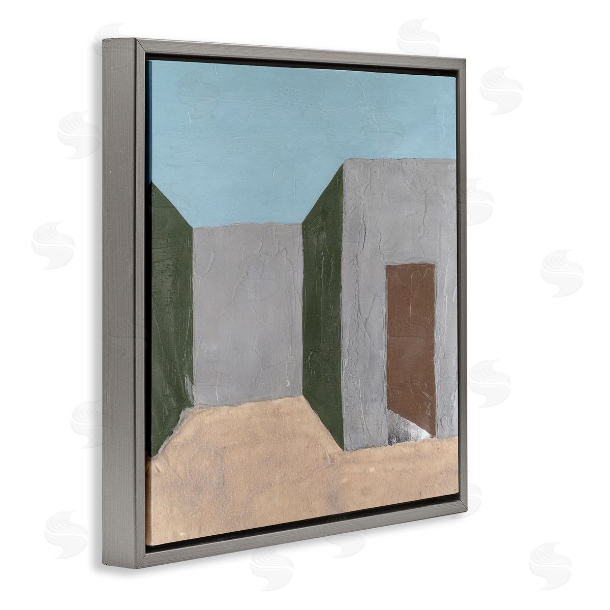 Michael Willett Grey Rustic Building Gray Floating Frame Canvas Wall Art Print