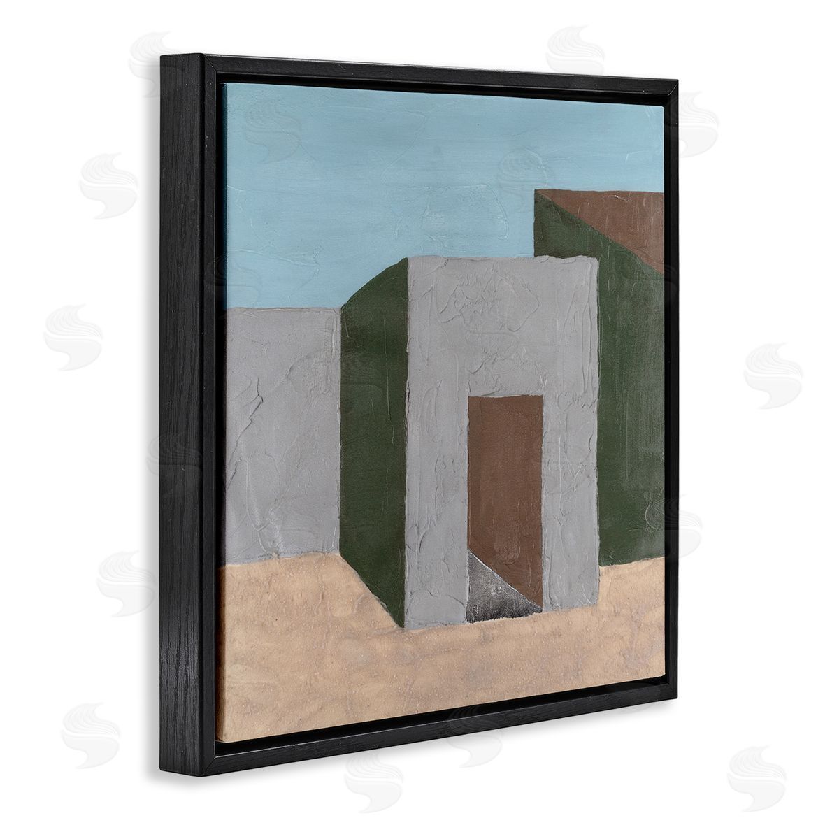 Michael Willett Geometric Desert House Black Floating Frame Canvas Wall Art Print
