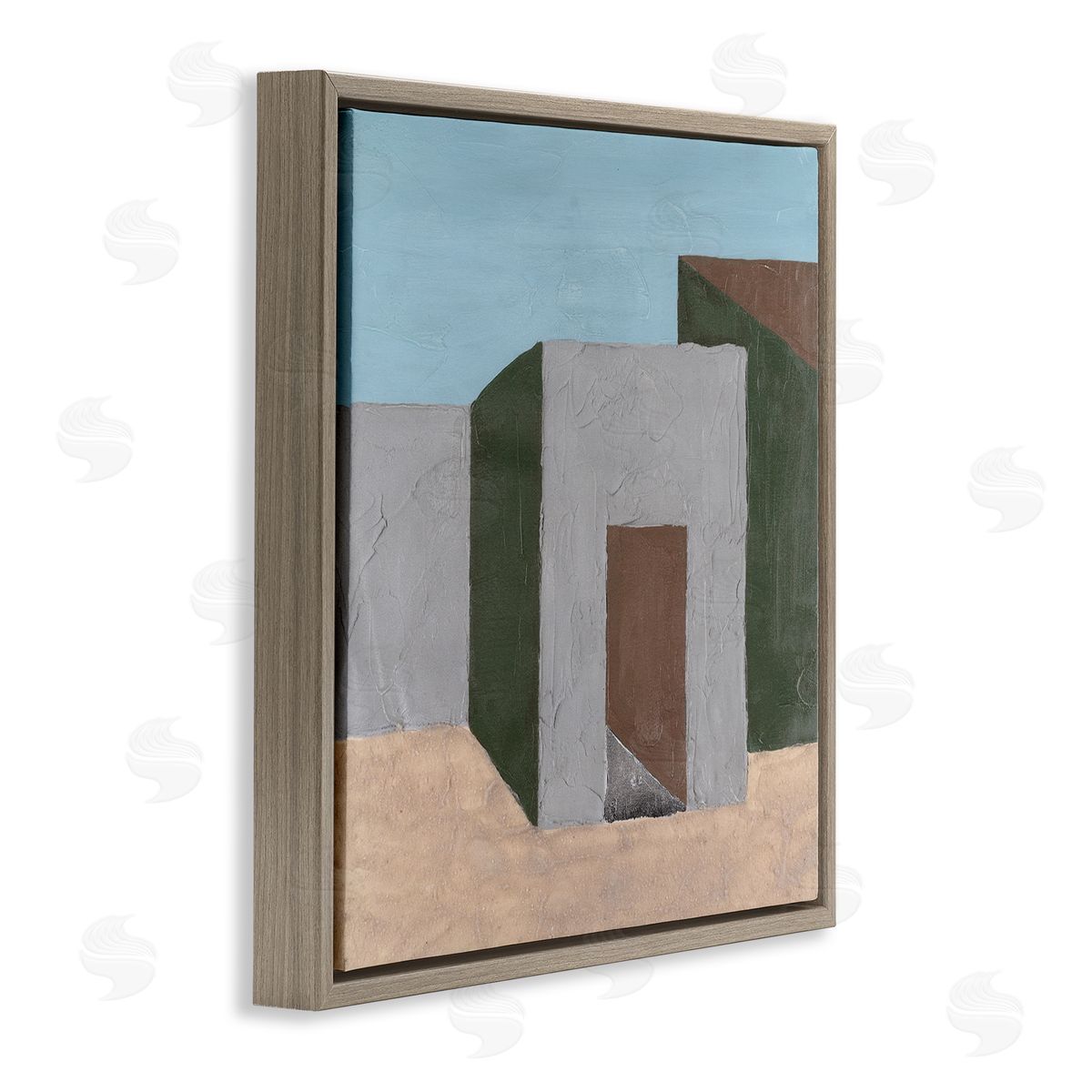 Michael Willett Geometric Desert House Brown Floating Frame Canvas Wall Art Print
