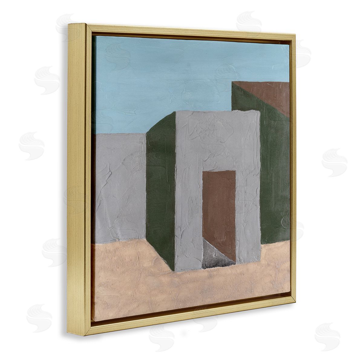 Michael Willett Geometric Desert House Gold Floating Frame Canvas Wall Art Print