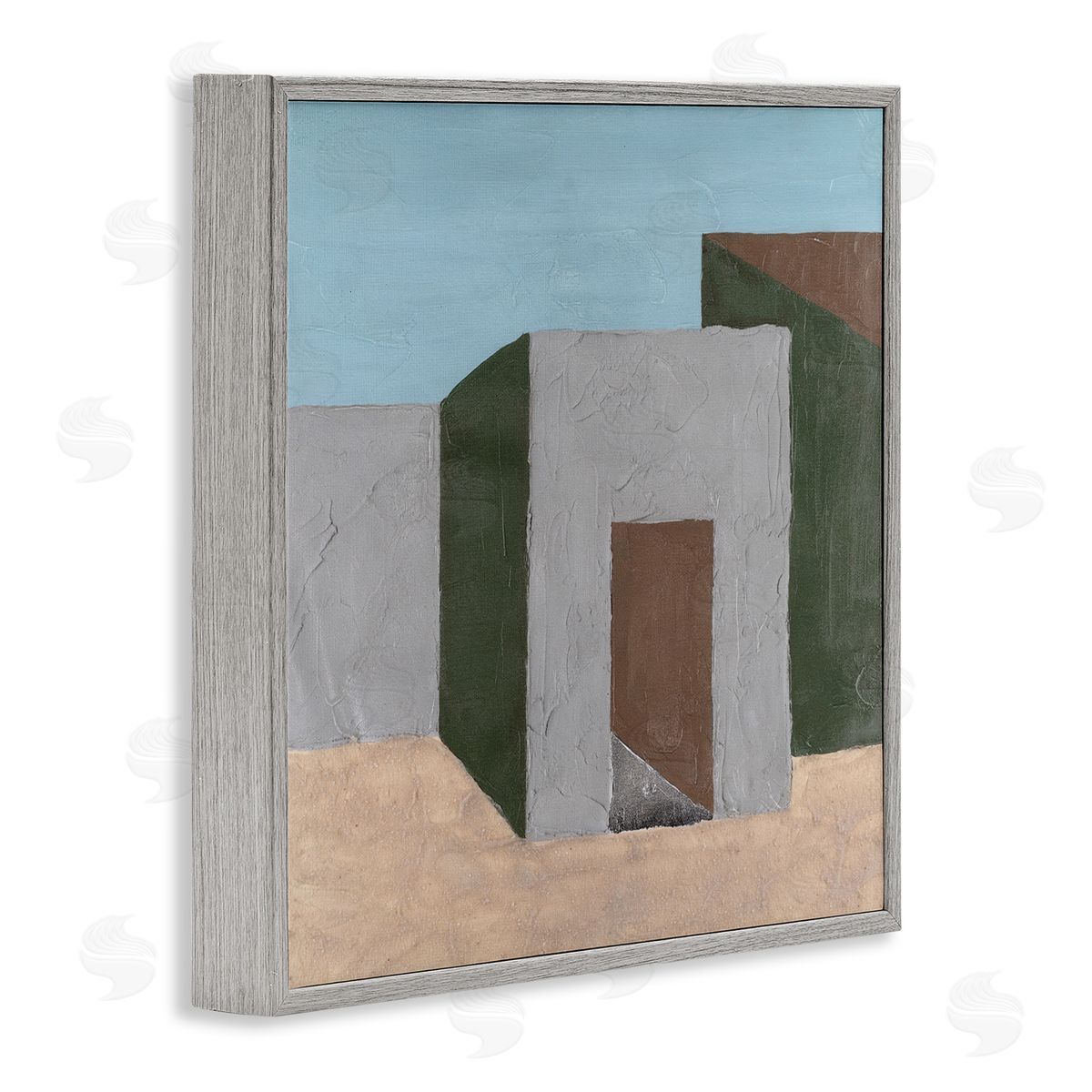 Michael Willett Geometric Desert House Gray Framed Giclee Wall Art Print