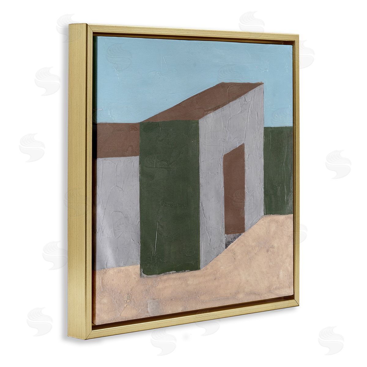 Michael Willett Rustic Desert Building Gold Floating Frame Canvas Wall Art Print