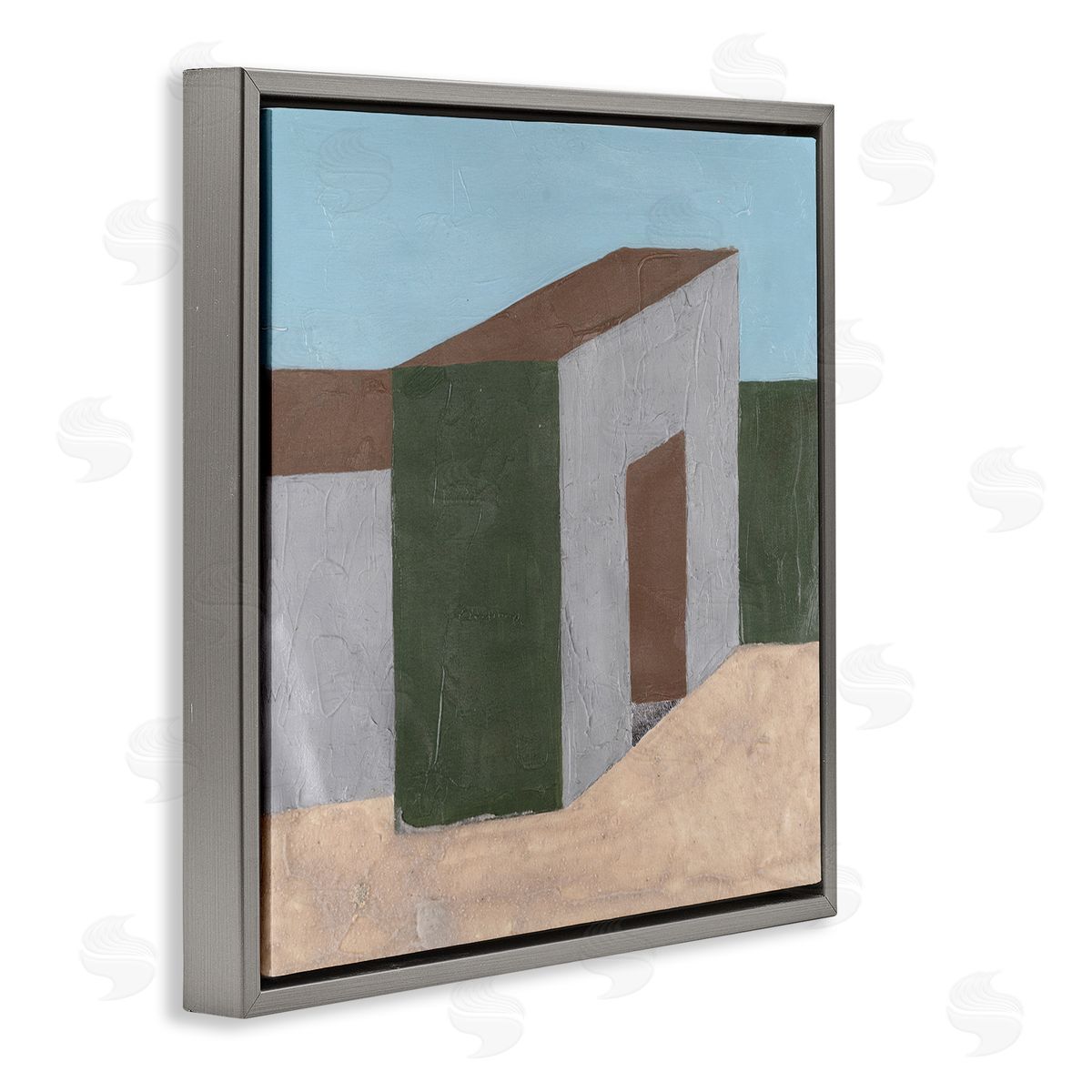 Michael Willett Rustic Desert Building Gray Floating Frame Canvas Wall Art Print