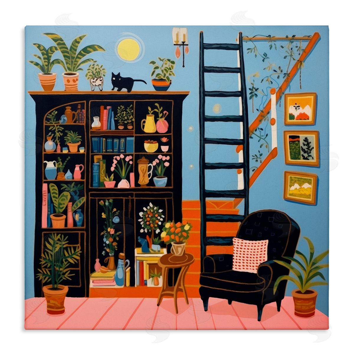 Lazar Studio Eclectic Fun Bookshelf Canvas Wall Art Print