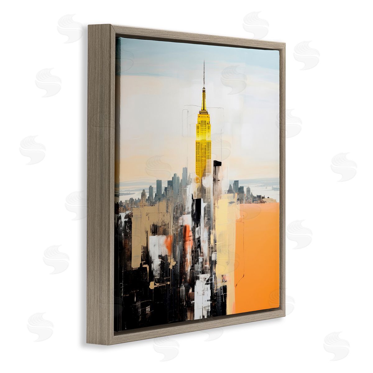 Irena Orlov Abstract Cityscape Tower Brown Floating Frame Canvas Wall Art Print