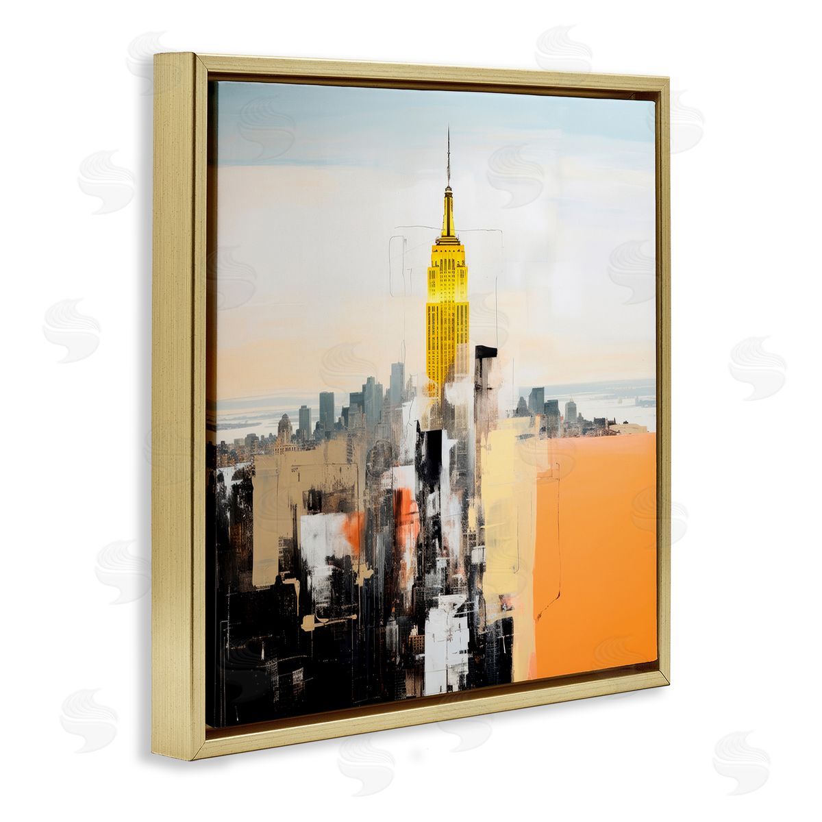 Irena Orlov Abstract Cityscape Tower Gold Floating Frame Canvas Wall Art Print