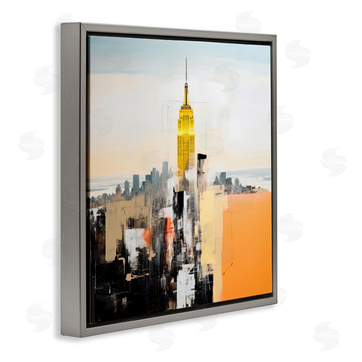 Irena Orlov Abstract Cityscape Tower Gray Floating Frame Canvas Wall Art Print