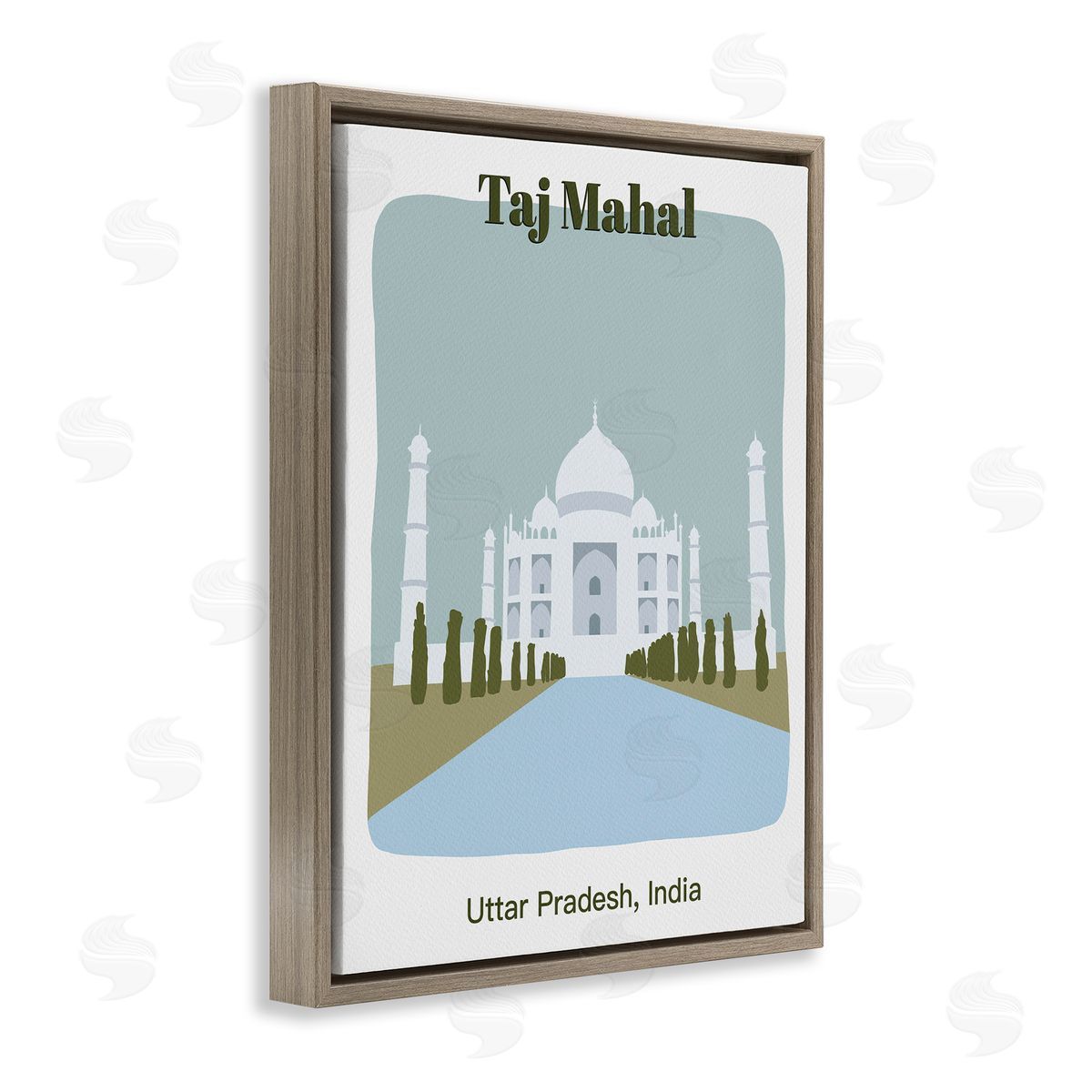Taj Mahal Architecture Brown Floating Frame Canvas Wall Art, Home Decor by Regina Moore