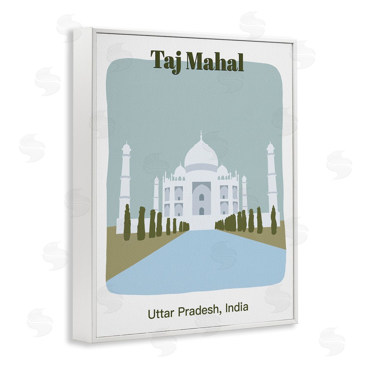 Taj Mahal Architecture White Frame Print Wall Art, Home Decor by Regina Moore