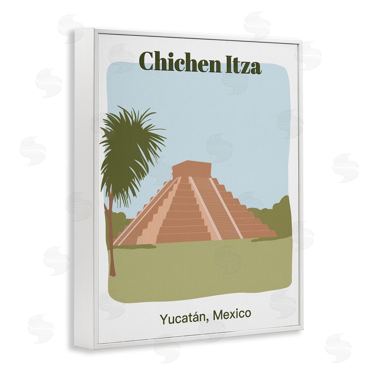 Chichen Itza Architecture White Frame Print Wall Art, Home Decor by Regina Moore