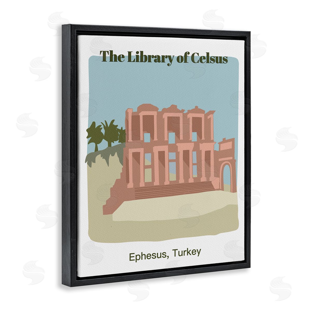 Library Of Celcus Architecture Black Floating Frame Canvas Wall Art, Home Decor by Regina Moore
