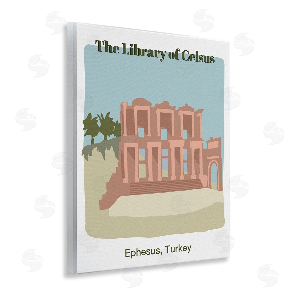 Library Of Celcus Architecture Wood Plaque Wall Art, Home Decor by Regina Moore