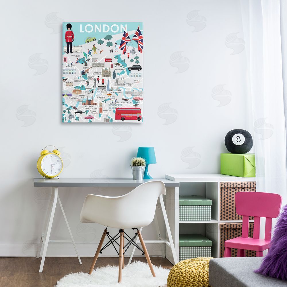 Betty Boynes London Landmark Map Canvas Wall Art Print in Room