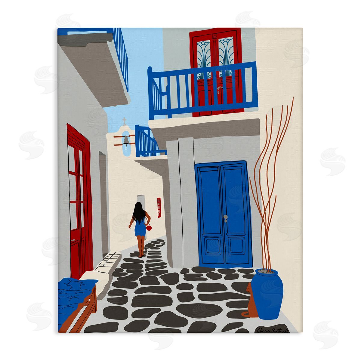 Carrie Cantwell Mykonos City Alley Canvas Wall Art Print