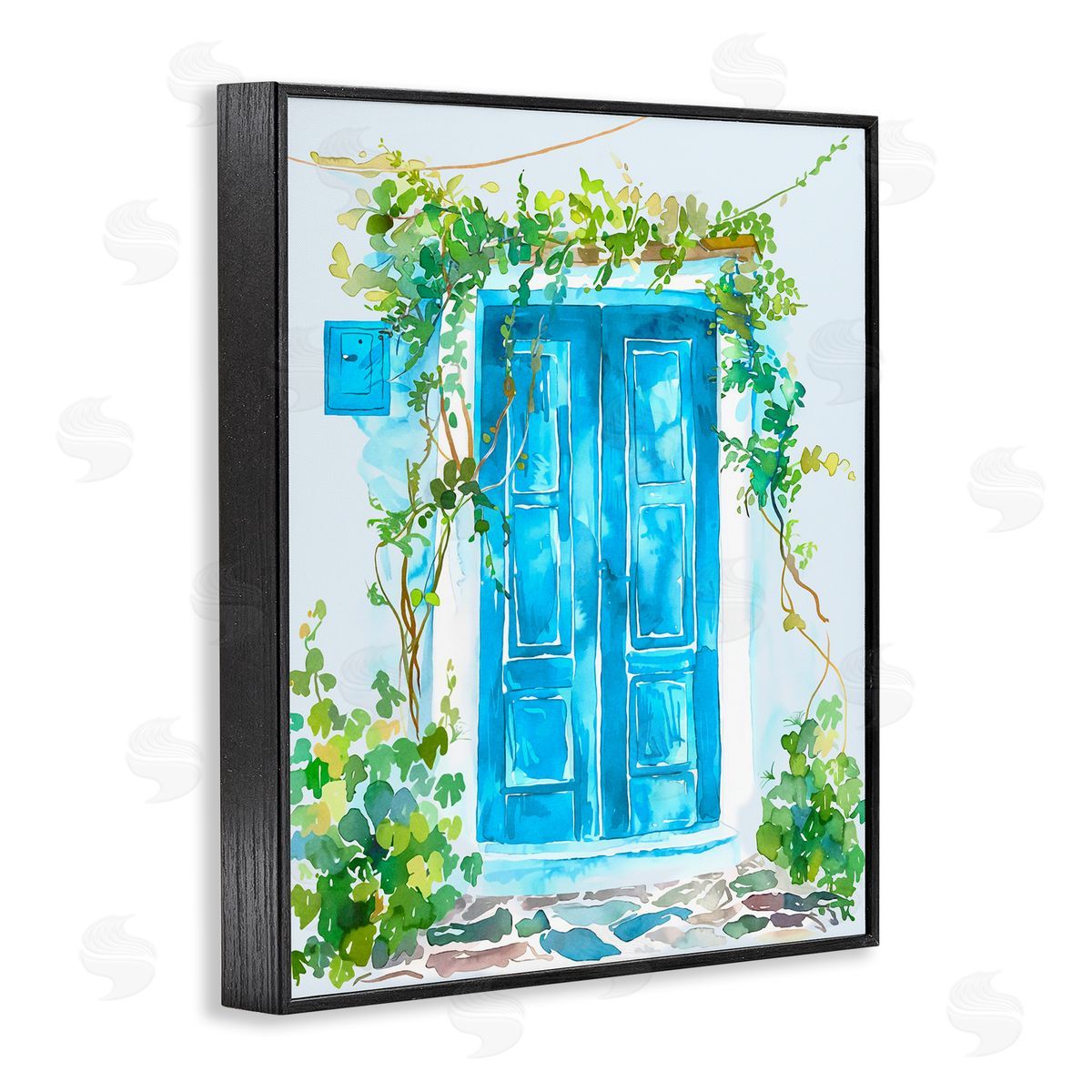 Blue Vine Covered Door Black Frame Print Wall Art, Home Decor by Andrea Haase