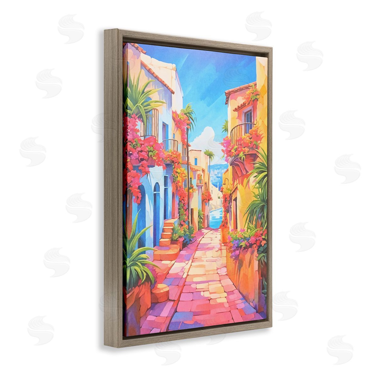Mediterranean Moments Scene Brown Floating Frame Canvas Wall Art, Home Decor by Andrea Haase