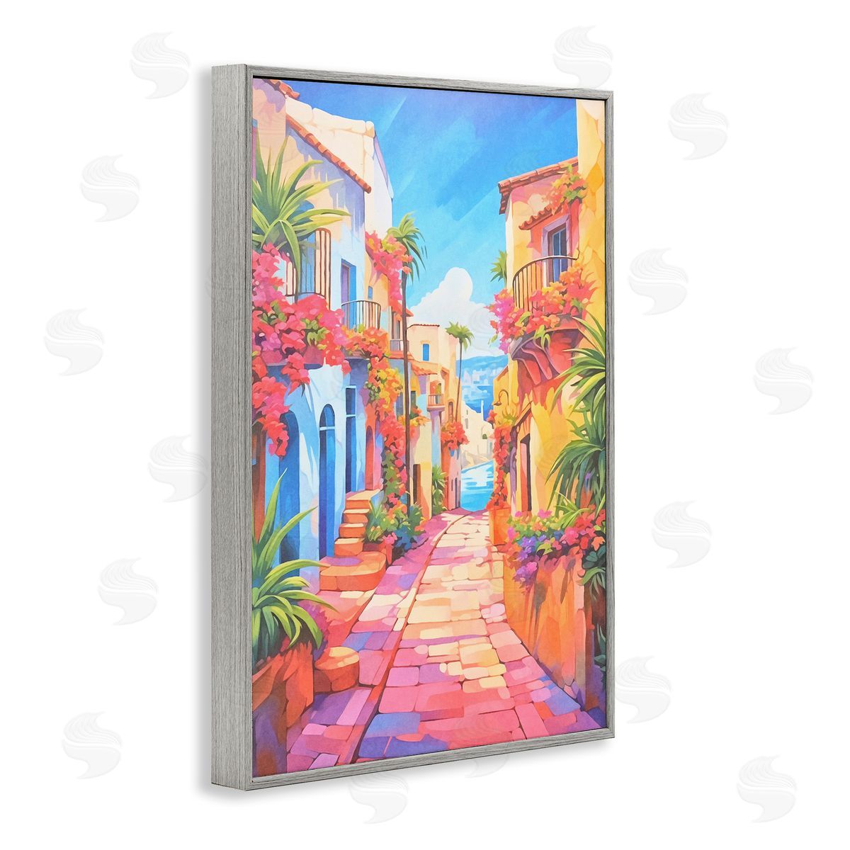 Mediterranean Moments Scene Grey Frame Print Wall Art, Home Decor by Andrea Haase