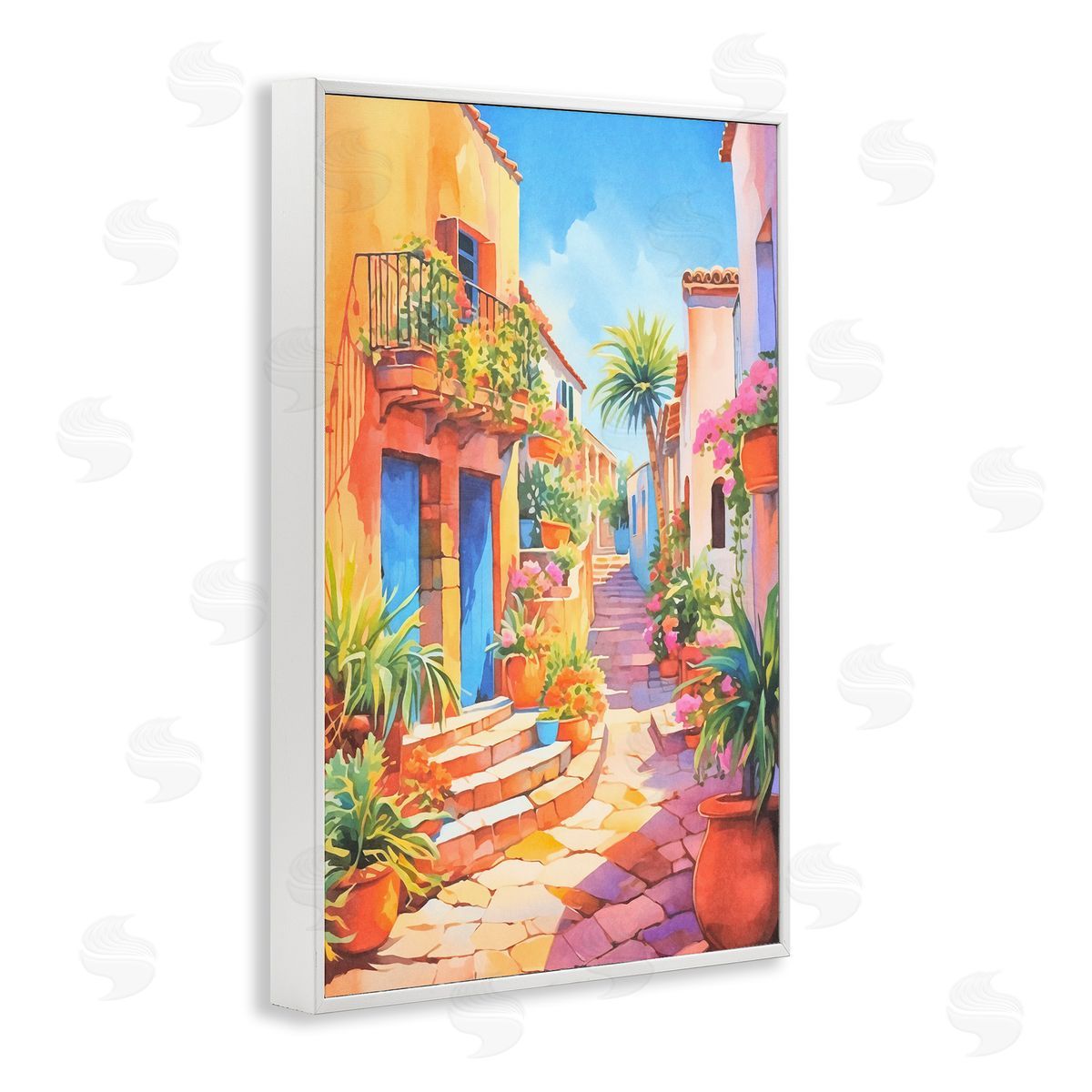 Bright Mediterranean City White Frame Print Wall Art, Home Decor by Andrea Haase